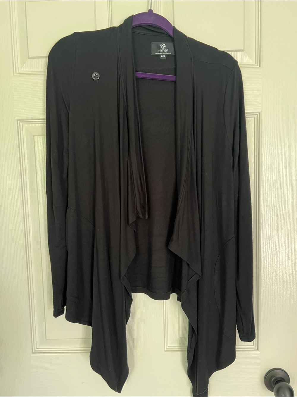 MPG Black Draped Open-Front Cardigan